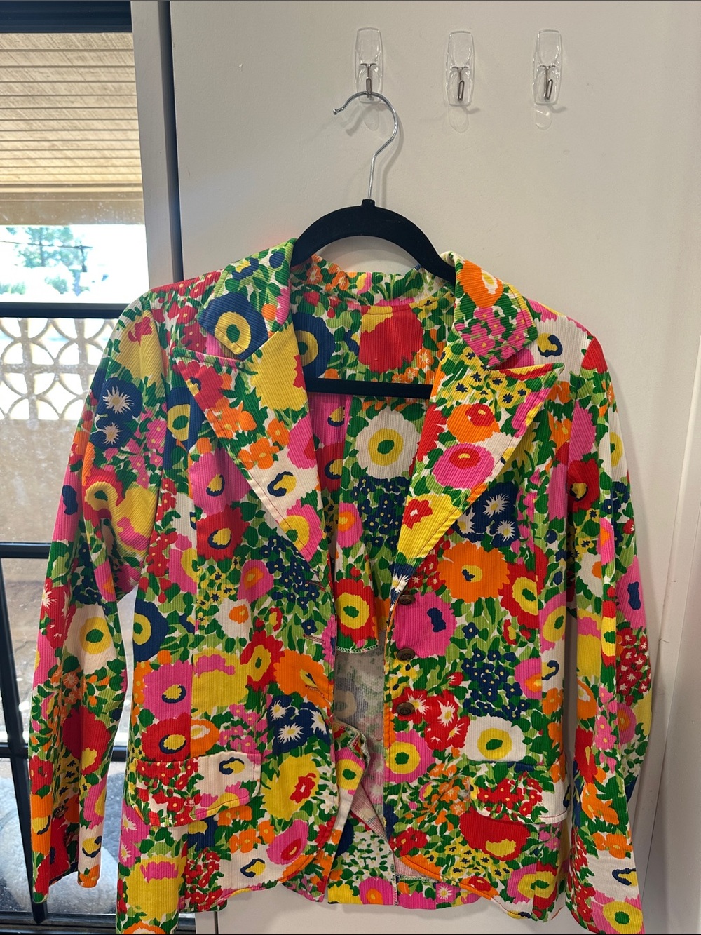 Handmade Vintage Vibrant Floral Corduroy Jacket - Multi